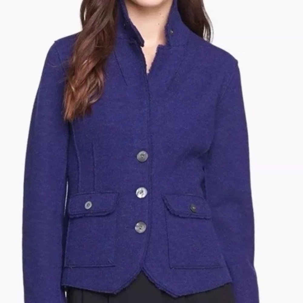 Eileen Fisher Boiled Wool Blazer Jacket – Purple/Indigo